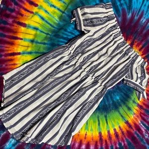 Off the shoulder boho dress striped dress blue